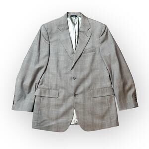 Brooks Brothers Houndstooth Worsted Wool Blue/Brown Blazer 2 Button Sz. 39 R